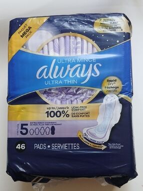 Always Ultra Thin Overnight Pads - Blue, Yellow & Lavender Pack